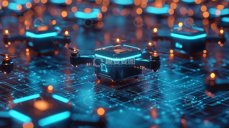 高清大图下载【趣麦麦图】未来科技感无人机集群