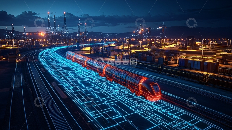 高清大图下载【趣麦麦图】夜景高速列车