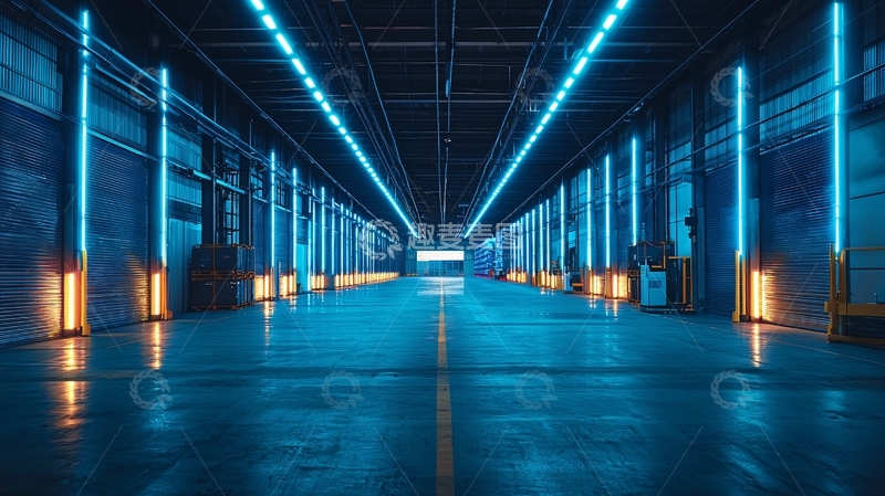 高清大图下载【趣麦麦图】蓝色科幻走廊