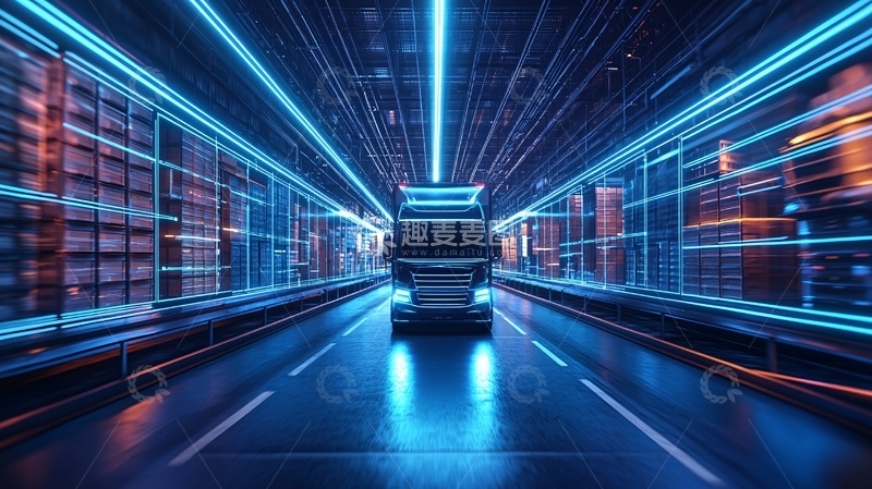 高清大图下载【趣麦麦图】未来科技感卡车隧道