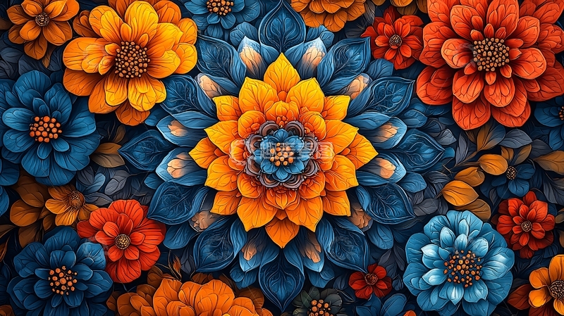 高清大图下载【趣麦麦图】绚丽多彩的立体花朵