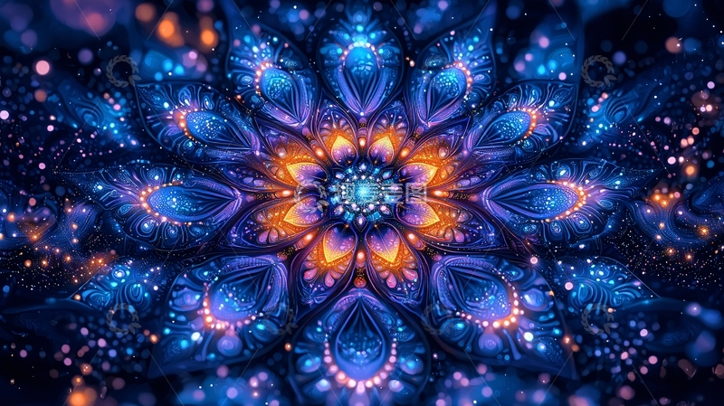 高清大图下载【趣麦麦图】蓝色花朵图案1