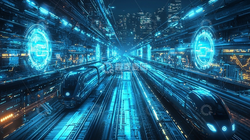 高清大图下载【趣麦麦图】未来科技感城市轨道交通