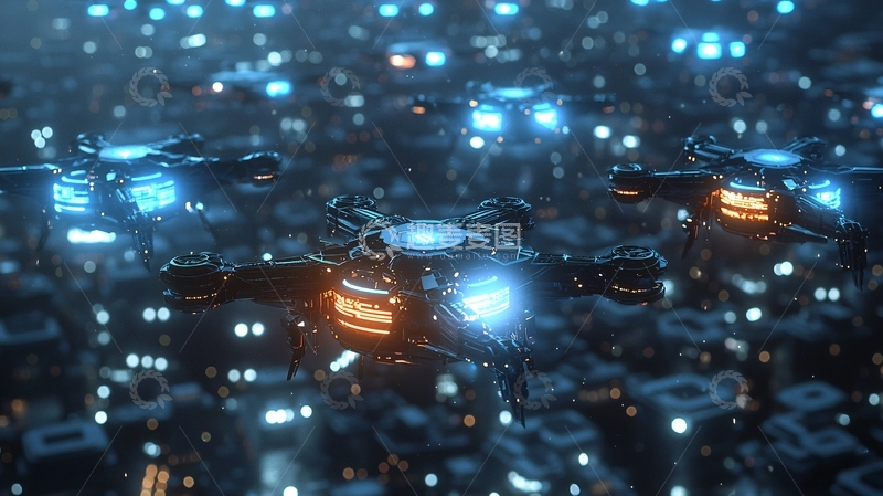 高清大图下载【趣麦麦图】未来科技无人机群