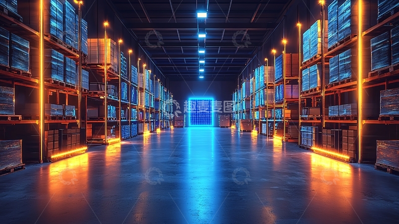 高清大图下载【趣麦麦图】科技感仓库走廊