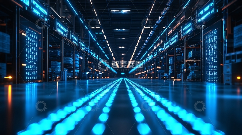 高清大图下载【趣麦麦图】未来科技感数据中心走廊