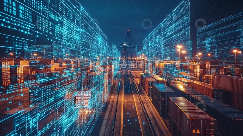 高清大图下载【趣麦麦图】数字时代全球物流