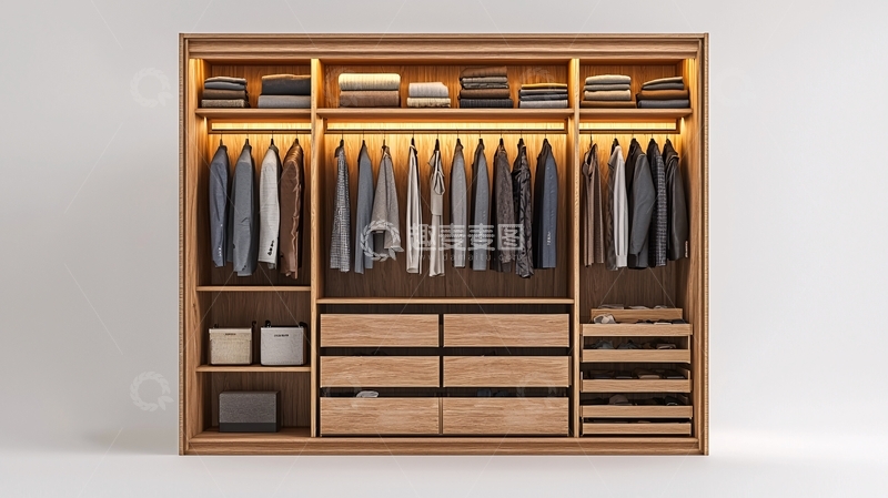 高清大图下载【趣麦麦图】现代简约嵌入式衣柜