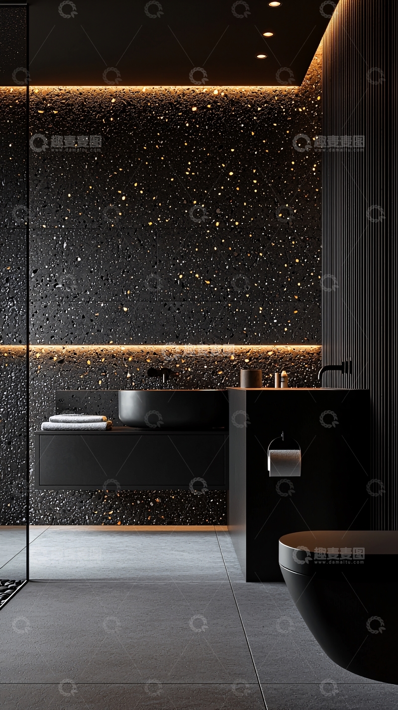 高清大图下载【趣麦麦图】黑色浴室设计