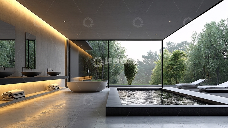 高清大图下载【趣麦麦图】极简风格现代化浴室