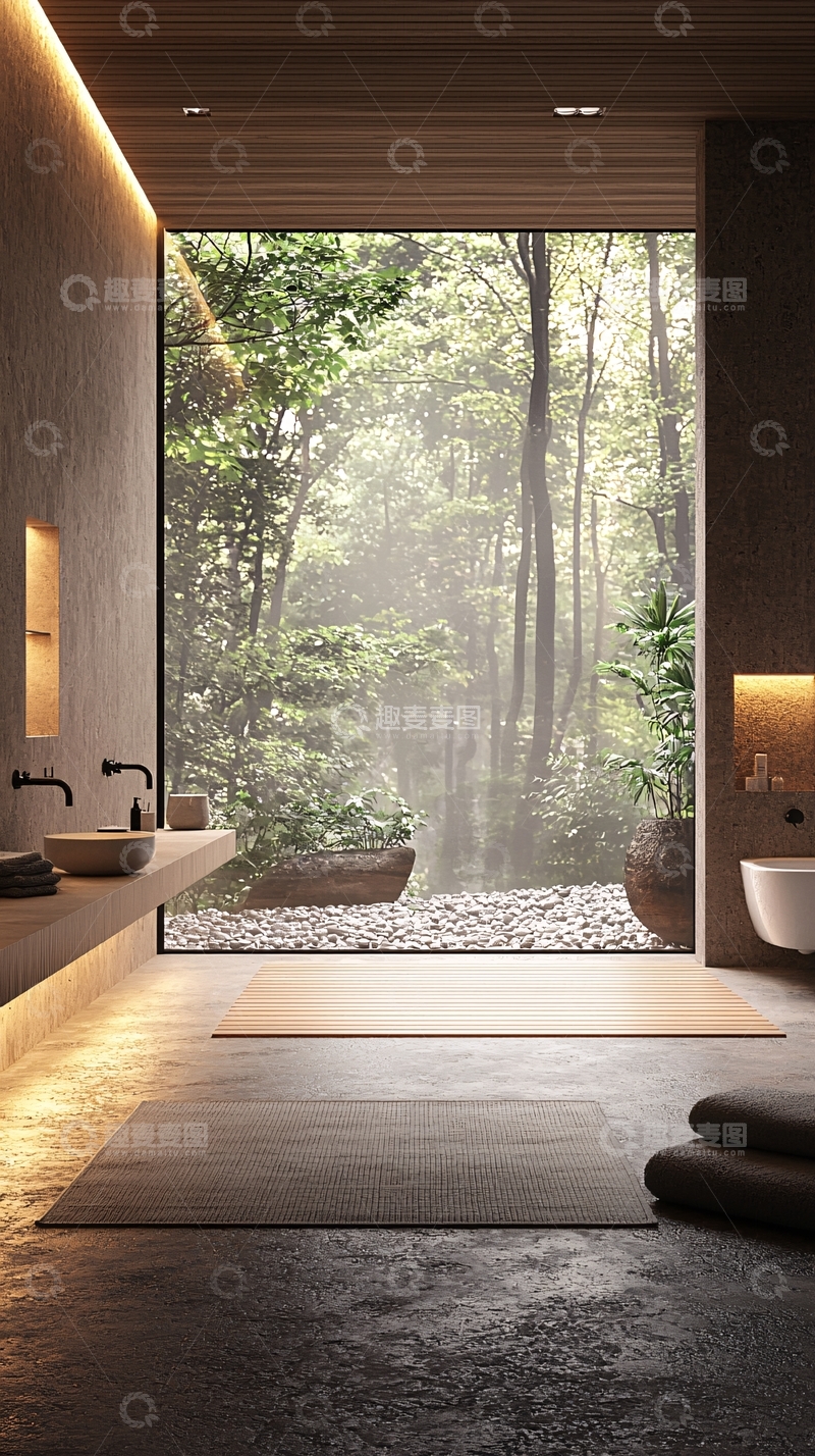 高清大图下载【趣麦麦图】极简风格森林系浴室设计