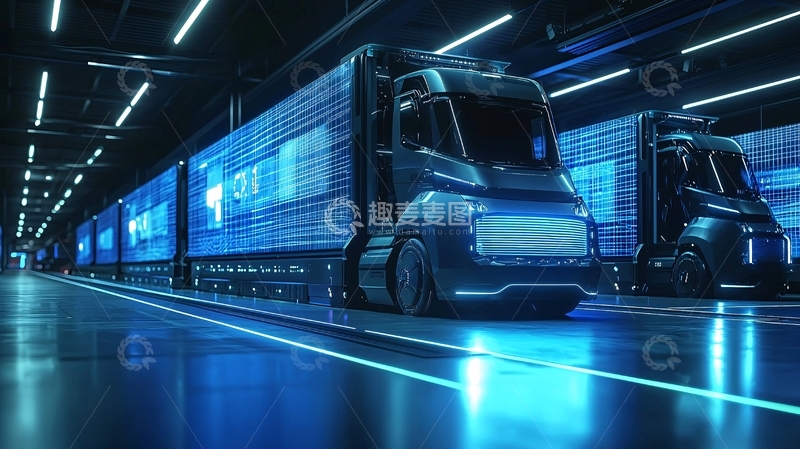 高清大图下载【趣麦麦图】未来科技感卡车车队