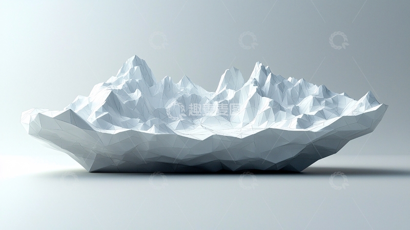 高清大图下载【趣麦麦图】抽象白色山脉雕塑
