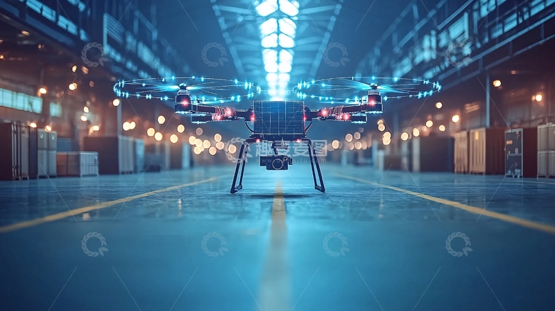 高清大图下载【趣麦麦图】工厂内飞行无人机