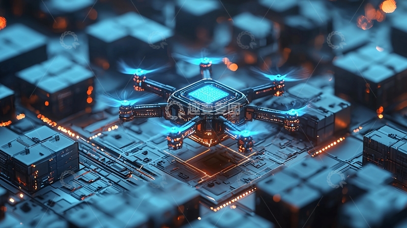 高清大图下载【趣麦麦图】芯片上的无人机