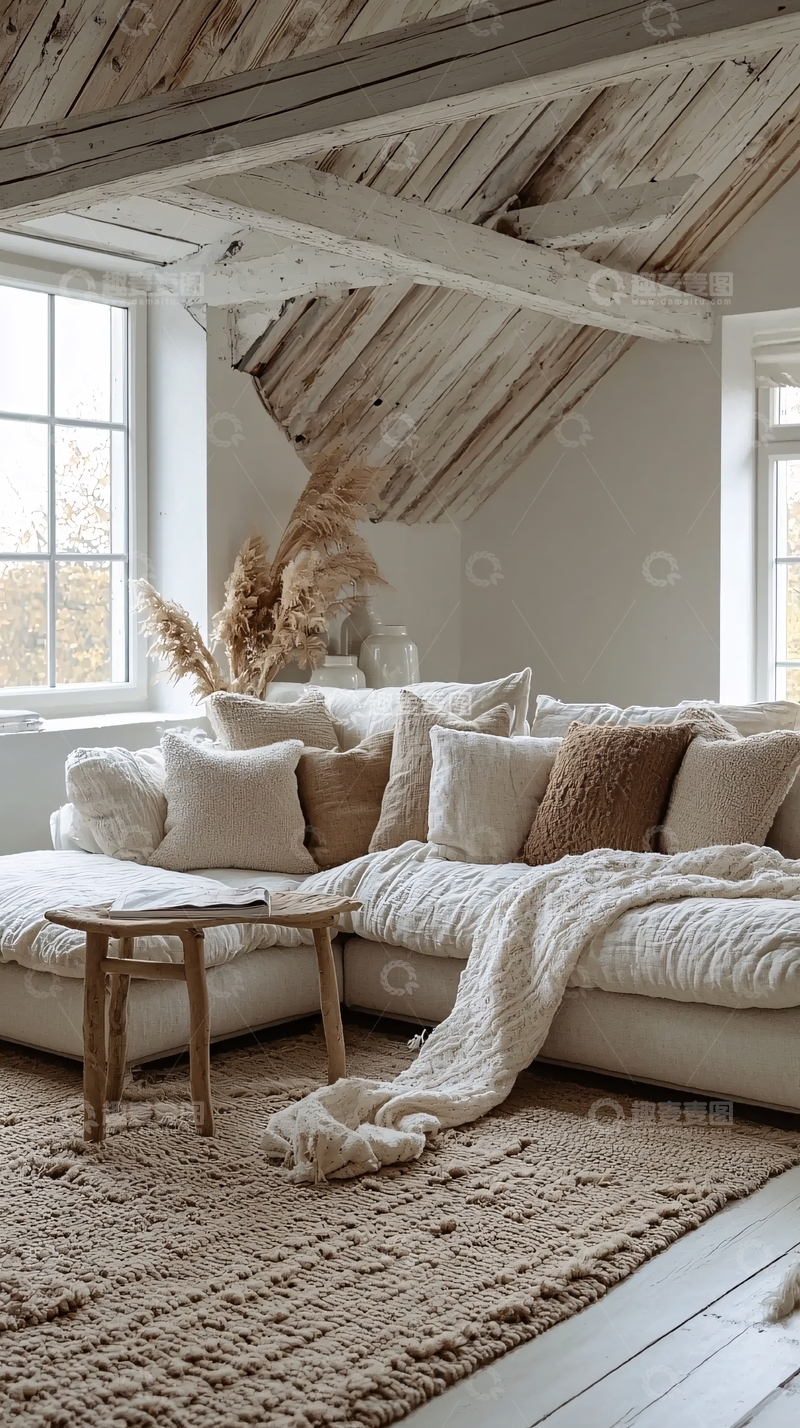 高清大图下载【趣麦麦图】原木风客厅