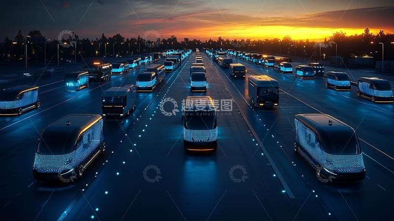 高清大图下载【趣麦麦图】高速公路上的自动驾驶卡车