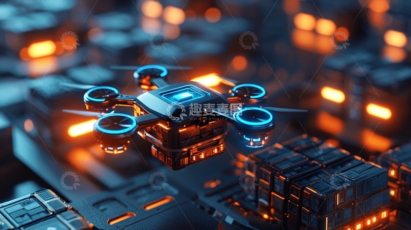 高清大图下载【趣麦麦图】未来科技感无人机