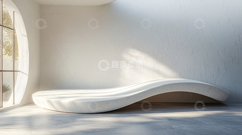 高清大图下载【趣麦麦图】极简白色波浪形长沙发