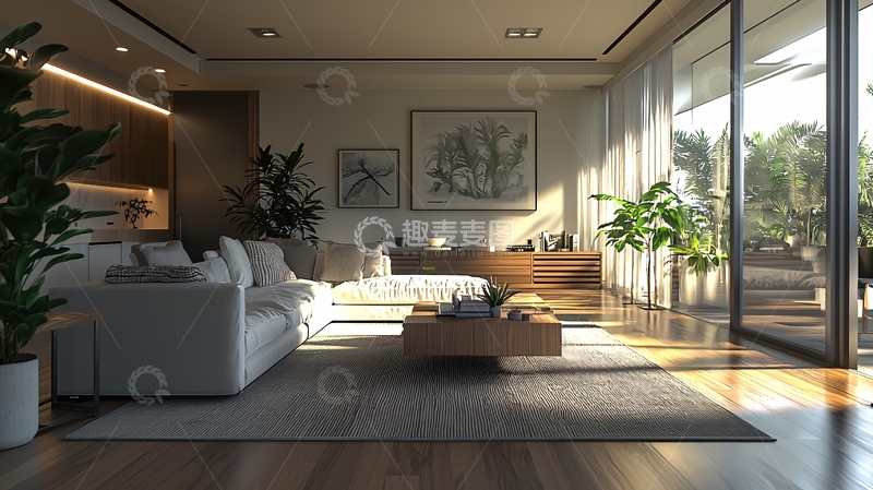 高清大图下载【趣麦麦图】现代简约客厅阳光洒进