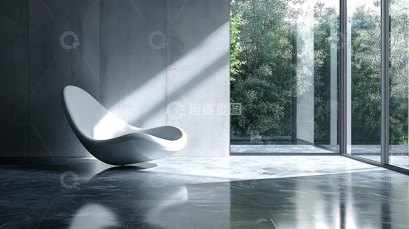 高清大图下载【趣麦麦图】现代极简主义白色摇椅
