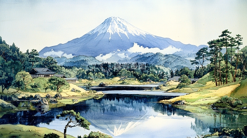 高清大图下载【趣麦麦图】富士山风景画