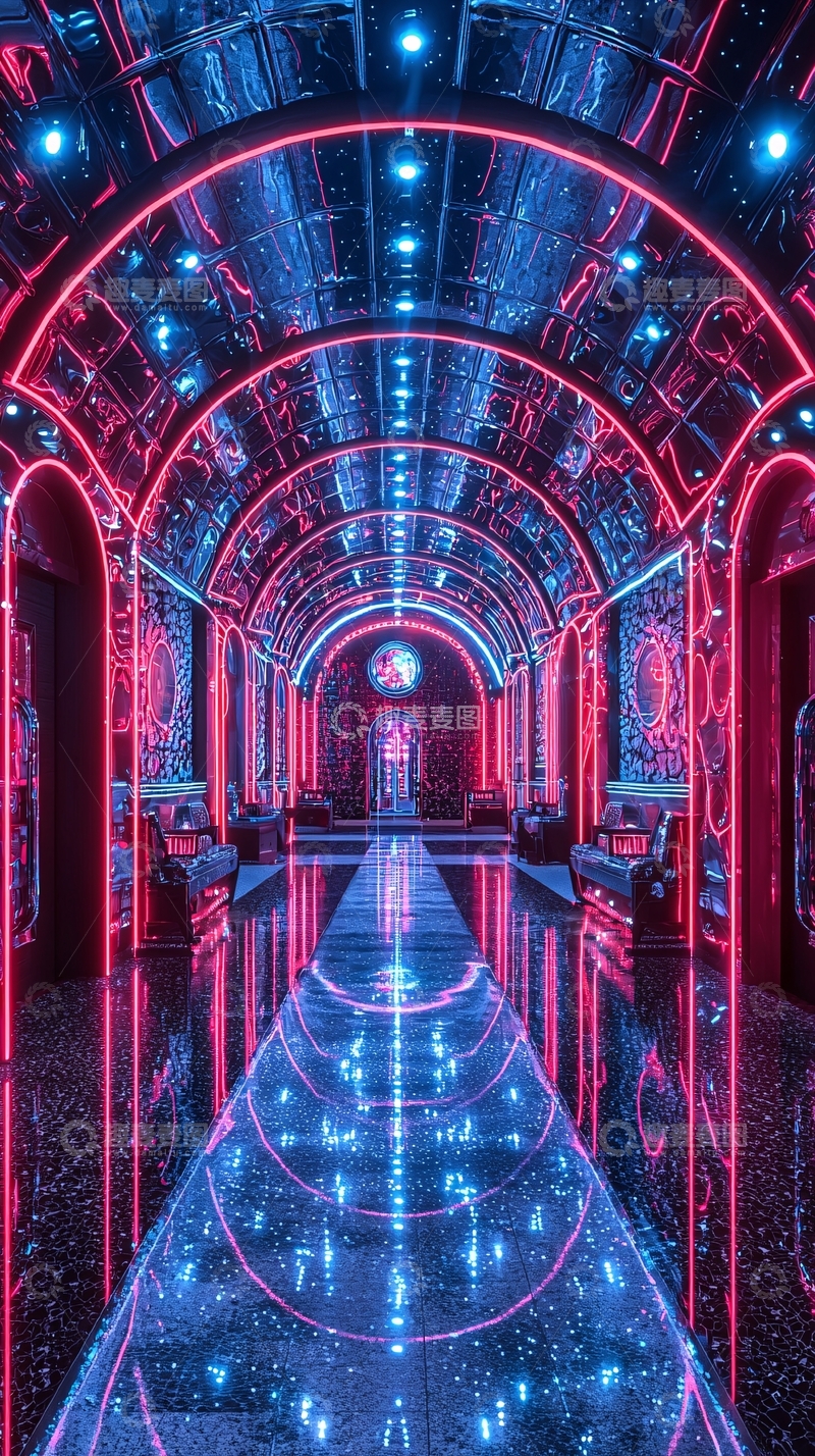 高清大图下载【趣麦麦图】霓虹灯走廊