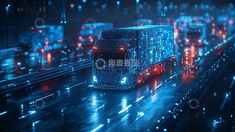高清大图下载【趣麦麦图】数字科技卡车高速公路
