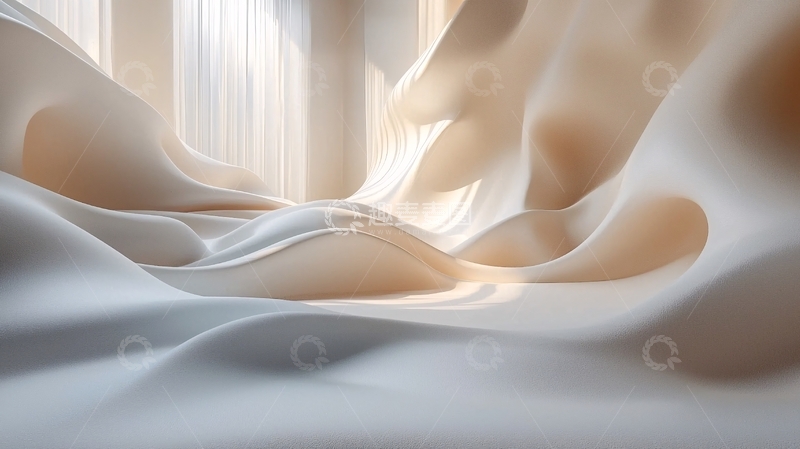 高清大图下载【趣麦麦图】光线透过窗帘的褶皱