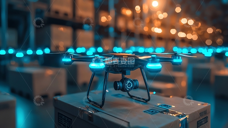 高清大图下载【趣麦麦图】仓库无人机