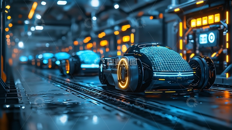 高清大图下载【趣麦麦图】未来科技感汽车生产线