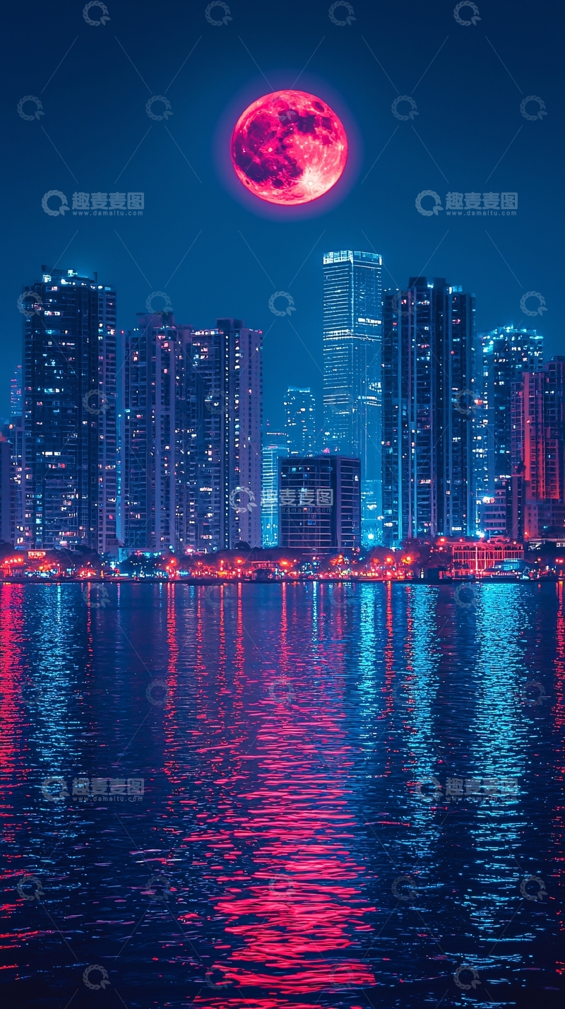 高清大图下载【趣麦麦图】粉色月亮