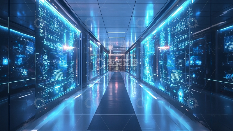 高清大图下载【趣麦麦图】科技感数据中心走廊
