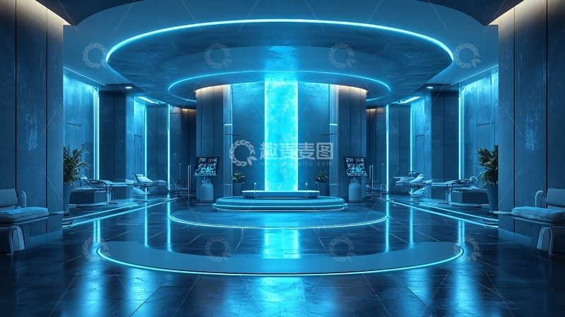 高清大图下载【趣麦麦图】未来感蓝色水疗中心