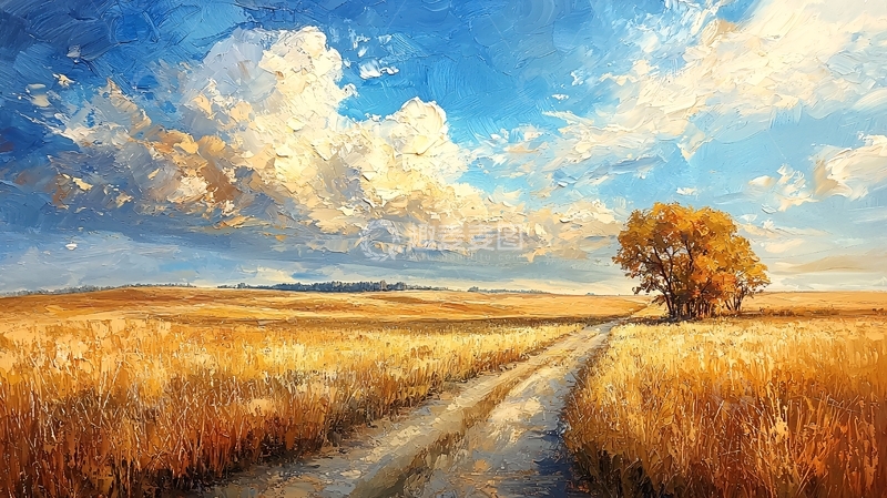 高清大图下载【趣麦麦图】油画田园乡村风景
