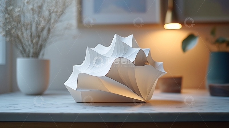 高清大图下载【趣麦麦图】白色陶瓷褶皱台灯