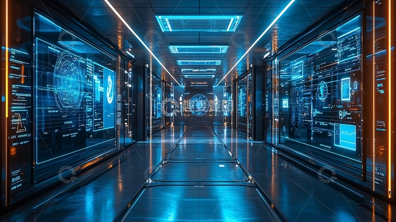 高清大图下载【趣麦麦图】未来科技感数据中心走廊