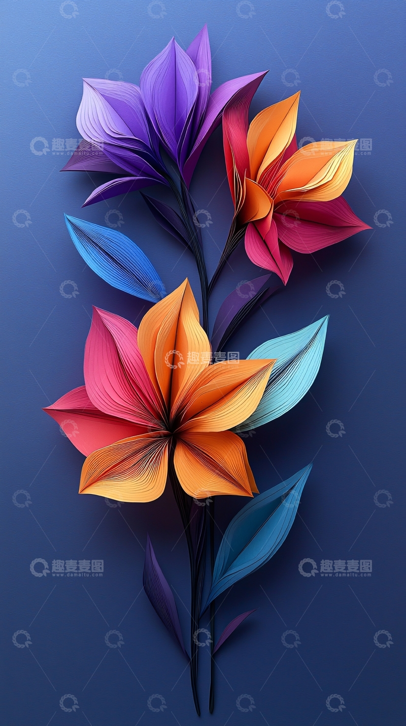 高清大图下载【趣麦麦图】彩色纸艺花朵
