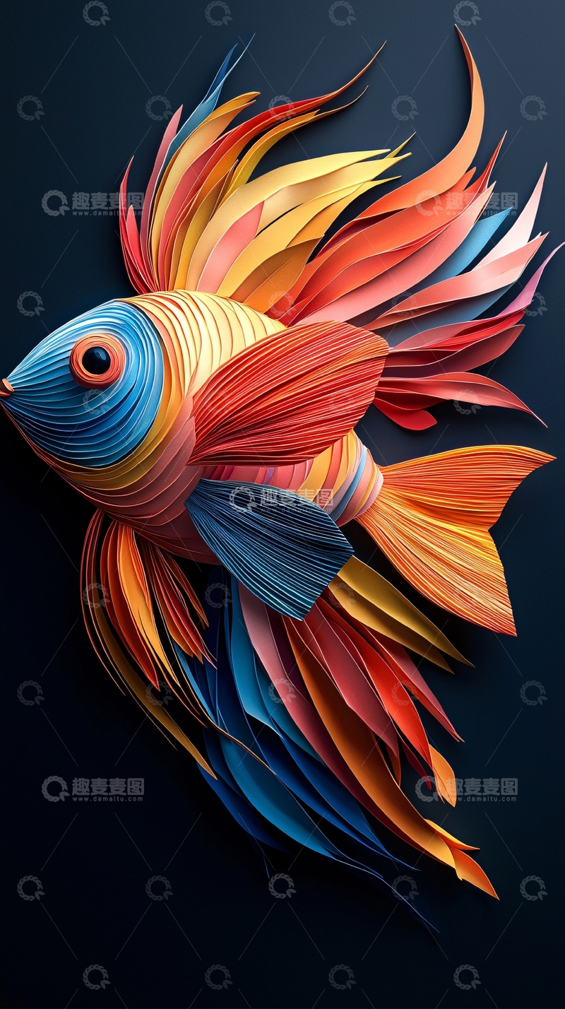 高清大图下载【趣麦麦图】彩色纸艺鱼