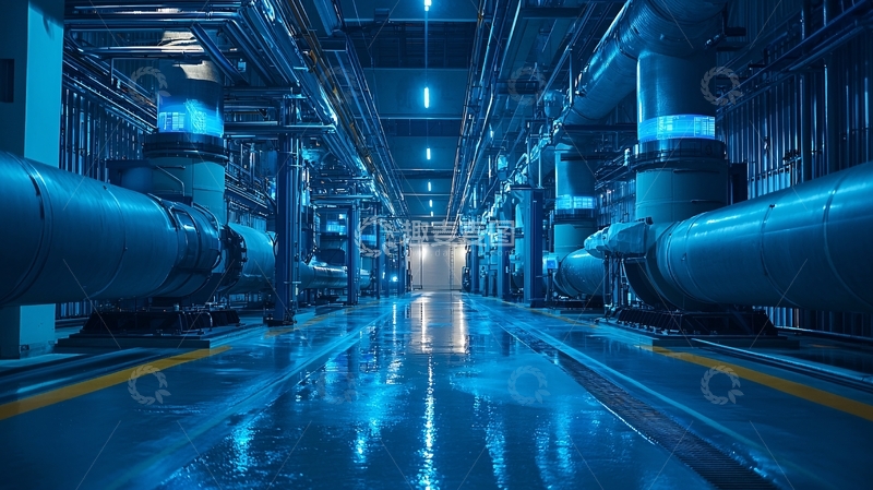高清大图下载【趣麦麦图】蓝色管道工业走廊