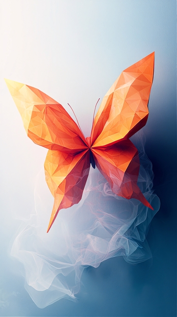 低多边形橙色蝴蝶