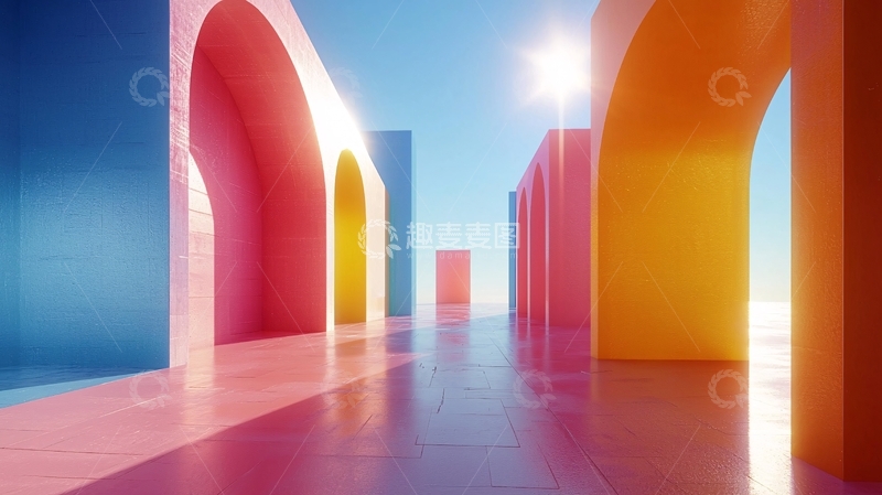 高清大图下载【趣麦麦图】彩色拱门建筑