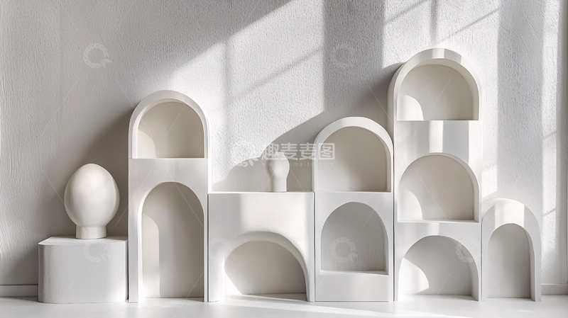 高清大图下载【趣麦麦图】极简白色拱形隔断