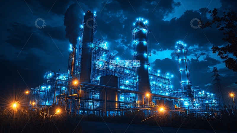 高清大图下载【趣麦麦图】夜晚的炼油厂