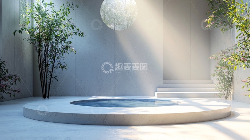 高清大图下载【趣麦麦图】极简主义水池背景