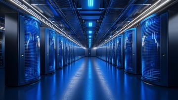 蓝色科技感服务器机房