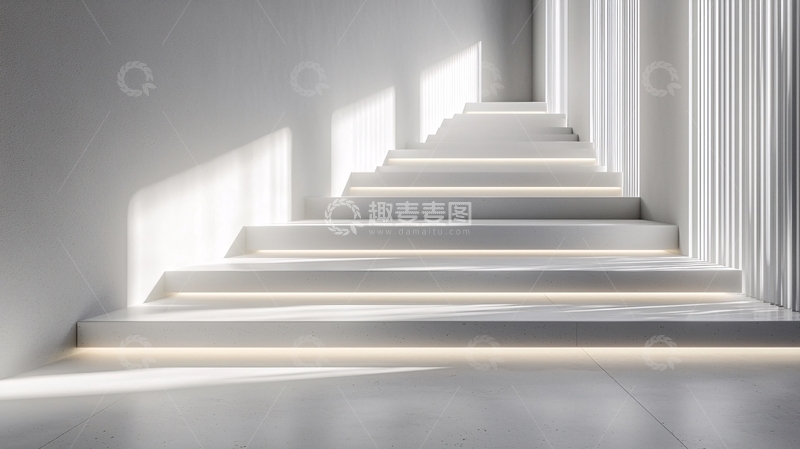 高清大图下载【趣麦麦图】极简风格白色楼梯