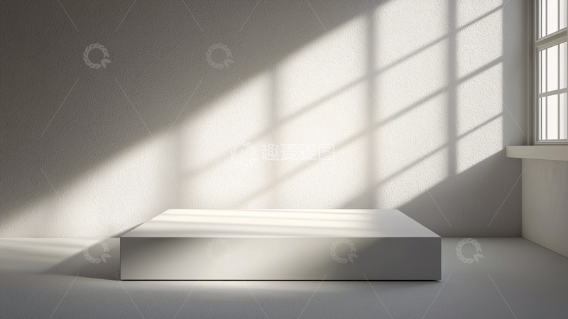 高清大图下载【趣麦麦图】极简白色展台阳光照射