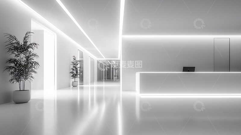 高清大图下载【趣麦麦图】现代简约风格办公室走廊灯光