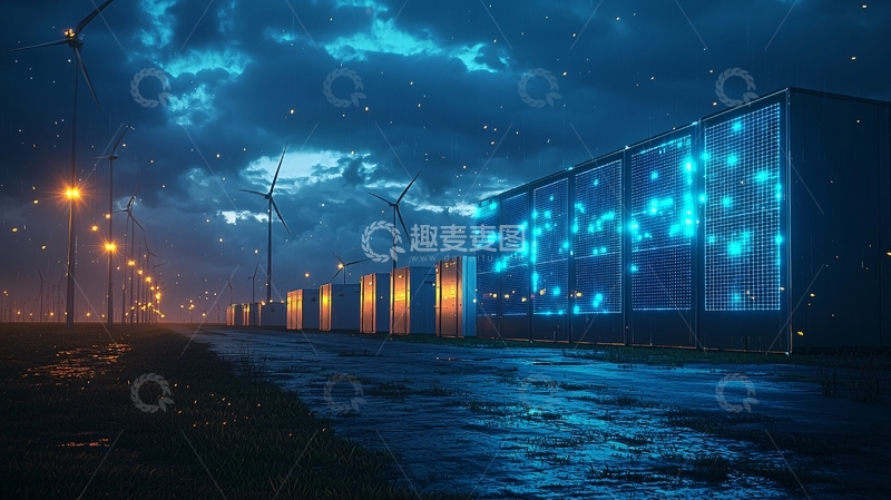 高清大图下载【趣麦麦图】夜晚蓝色科幻场景